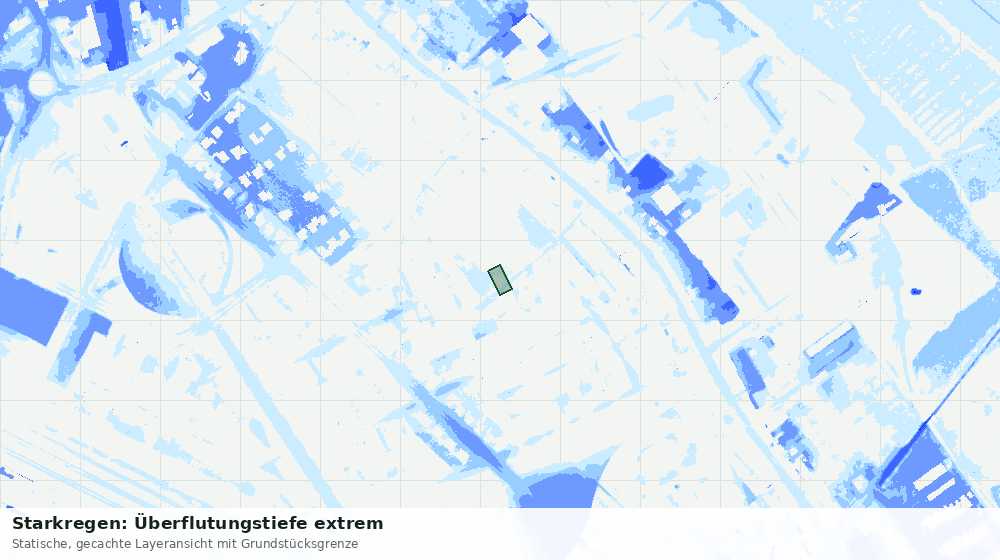 Statische Kartenansicht: Starkregen: Überflutungstiefe extrem