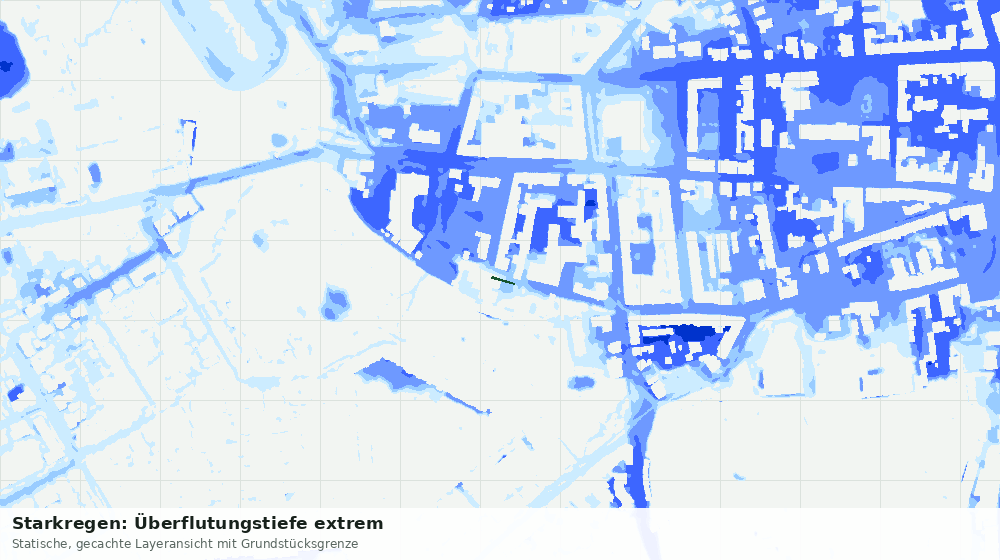 Statische Kartenansicht: Starkregen: Überflutungstiefe extrem