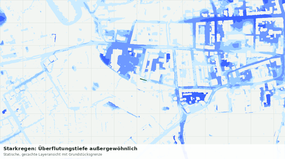 Statische Kartenansicht: Starkregen: Überflutungstiefe außergewöhnlich