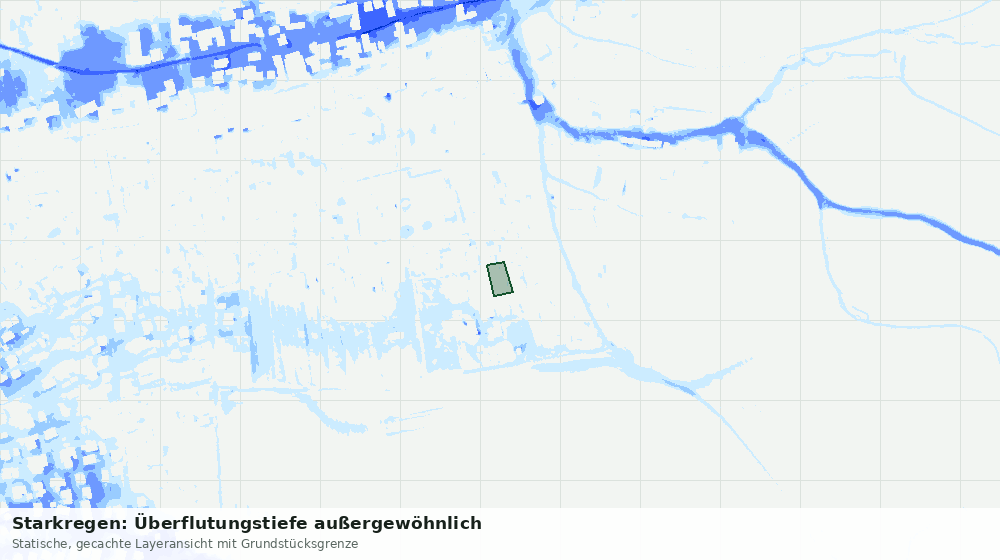 Statische Kartenansicht: Starkregen: Überflutungstiefe außergewöhnlich