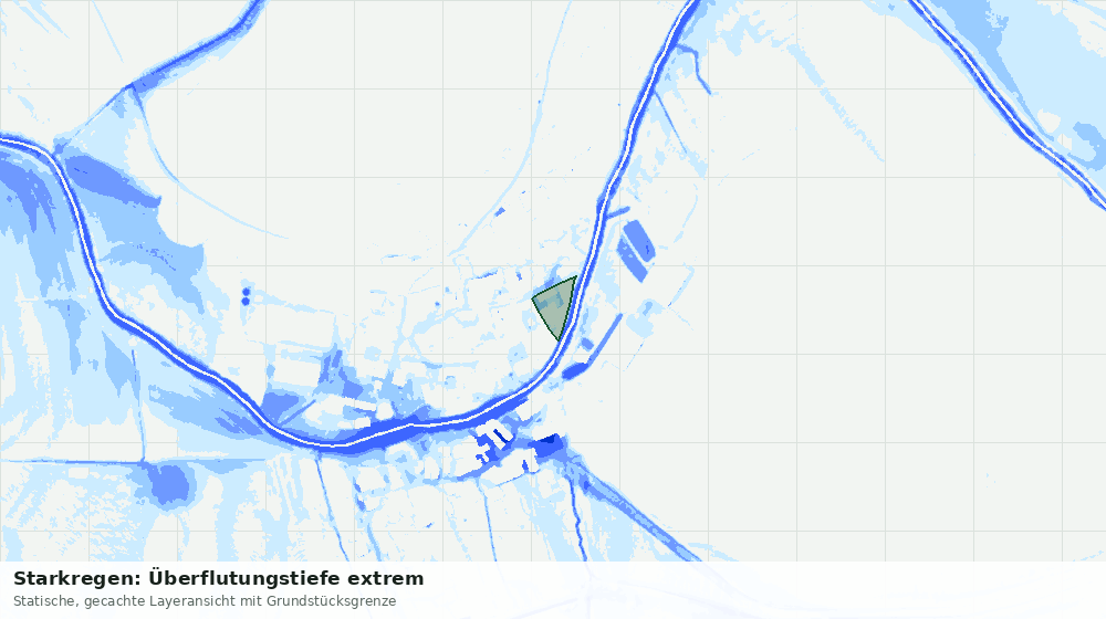 Statische Kartenansicht: Starkregen: Überflutungstiefe extrem