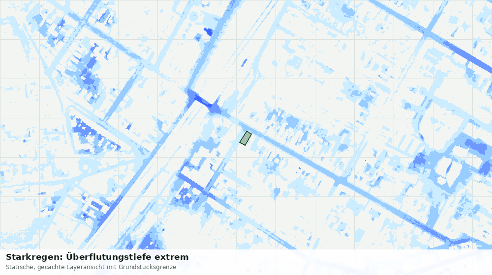 Statische Kartenansicht: Starkregen: Überflutungstiefe extrem