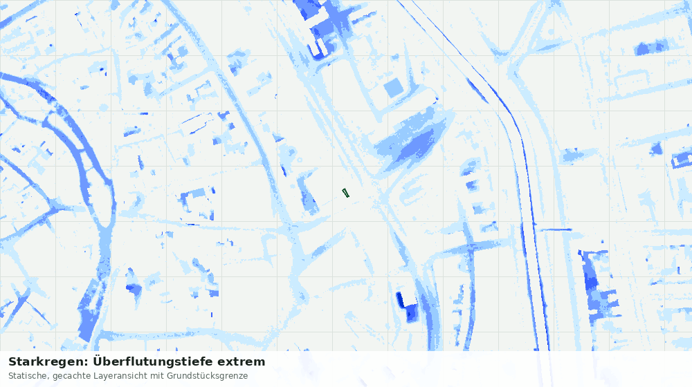 Statische Kartenansicht: Starkregen: Überflutungstiefe extrem
