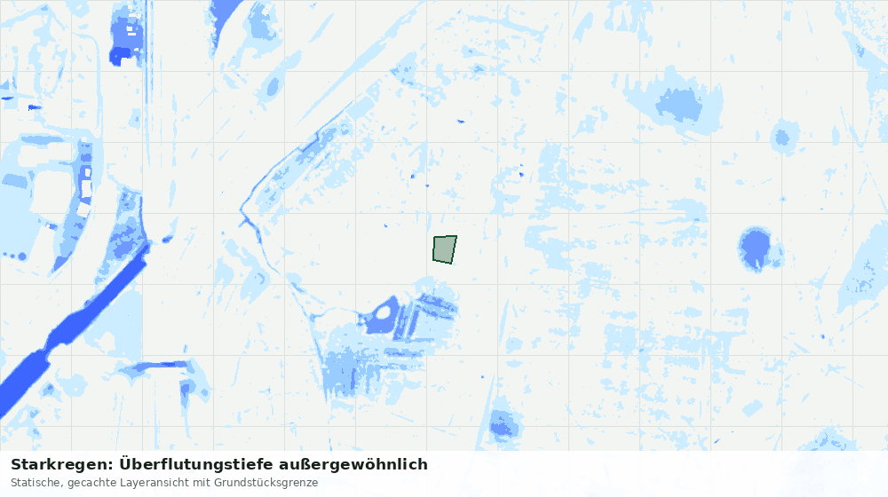 Statische Kartenansicht: Starkregen: Überflutungstiefe außergewöhnlich