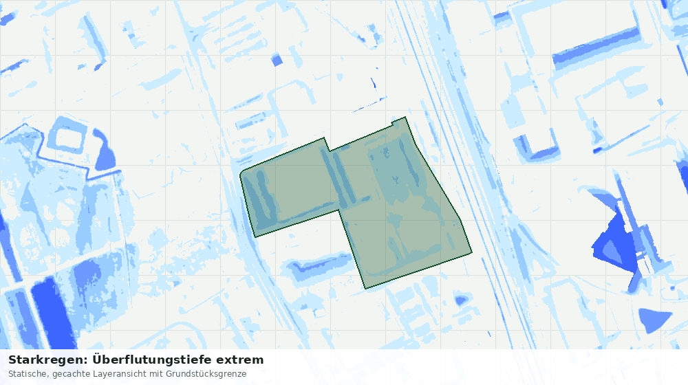 Statische Kartenansicht: Starkregen: Überflutungstiefe extrem