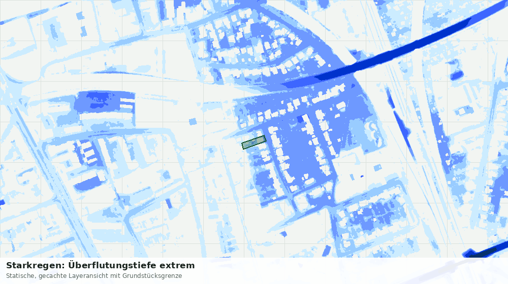 Statische Kartenansicht: Starkregen: Überflutungstiefe extrem