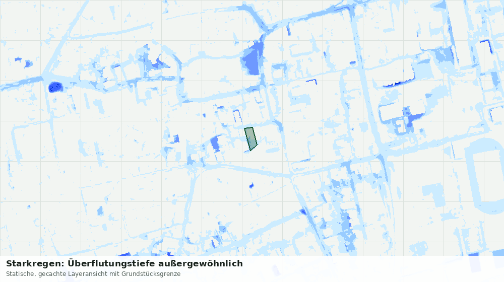 Statische Kartenansicht: Starkregen: Überflutungstiefe außergewöhnlich