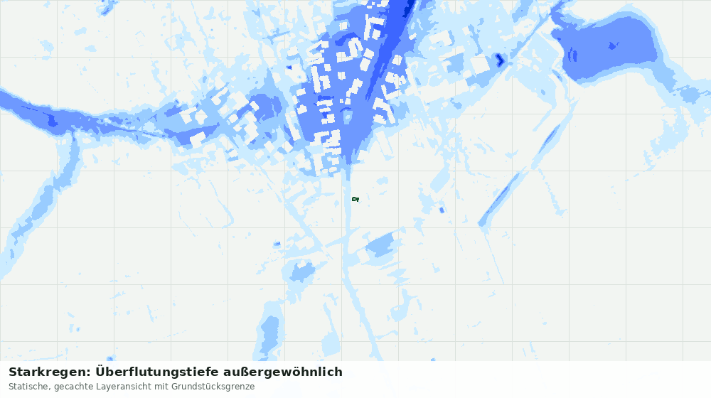 Statische Kartenansicht: Starkregen: Überflutungstiefe außergewöhnlich