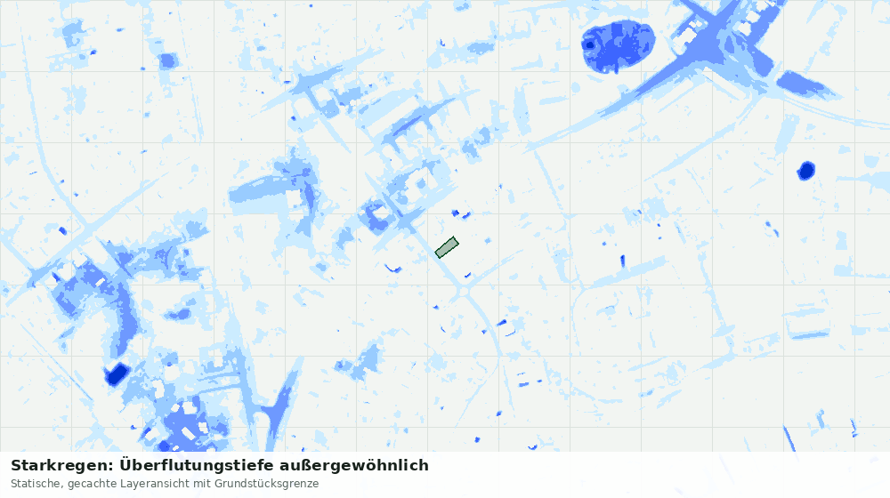 Statische Kartenansicht: Starkregen: Überflutungstiefe außergewöhnlich