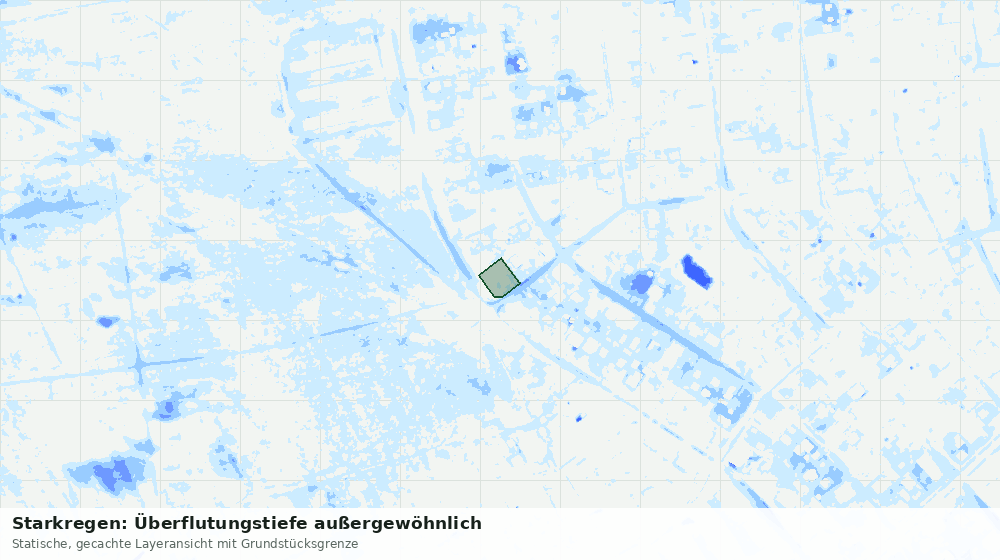 Statische Kartenansicht: Starkregen: Überflutungstiefe außergewöhnlich
