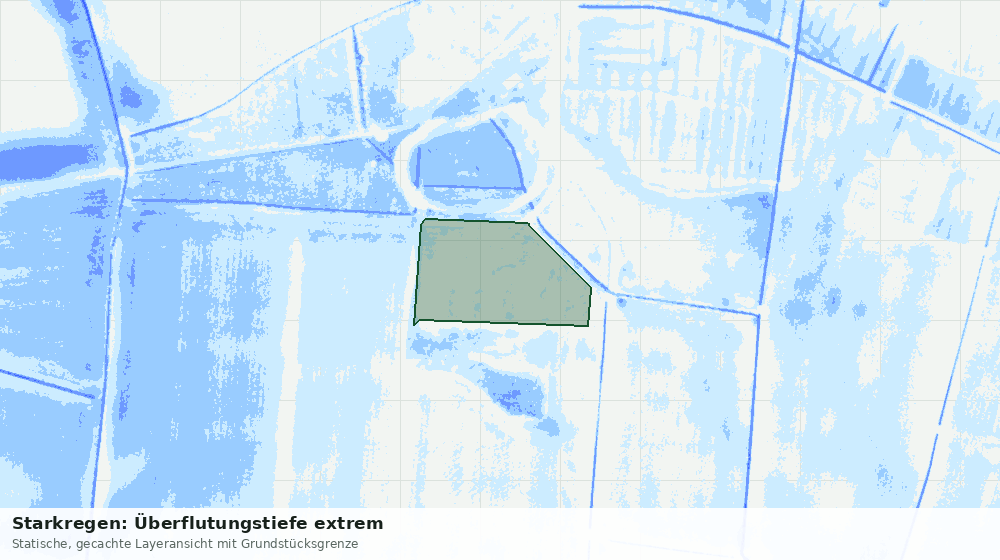 Statische Kartenansicht: Starkregen: Überflutungstiefe extrem