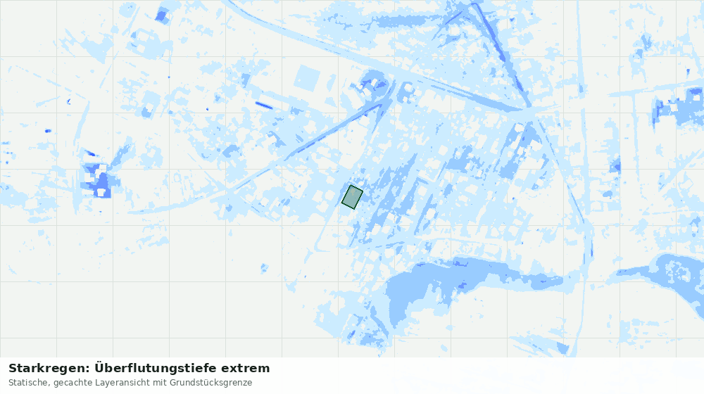 Statische Kartenansicht: Starkregen: Überflutungstiefe extrem