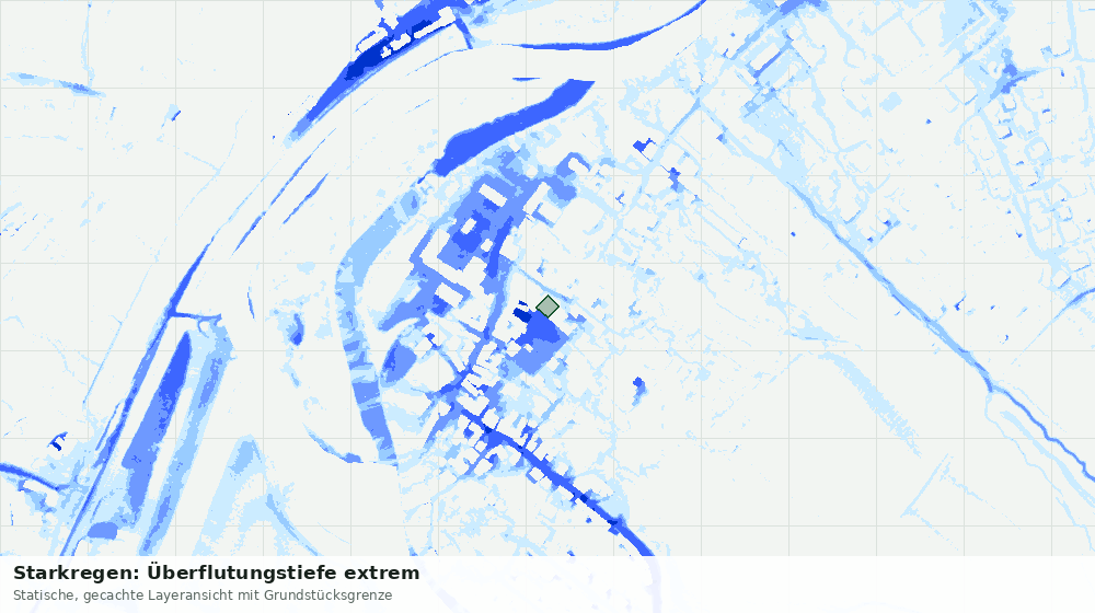 Statische Kartenansicht: Starkregen: Überflutungstiefe extrem