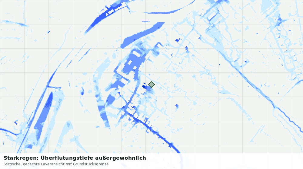 Statische Kartenansicht: Starkregen: Überflutungstiefe außergewöhnlich