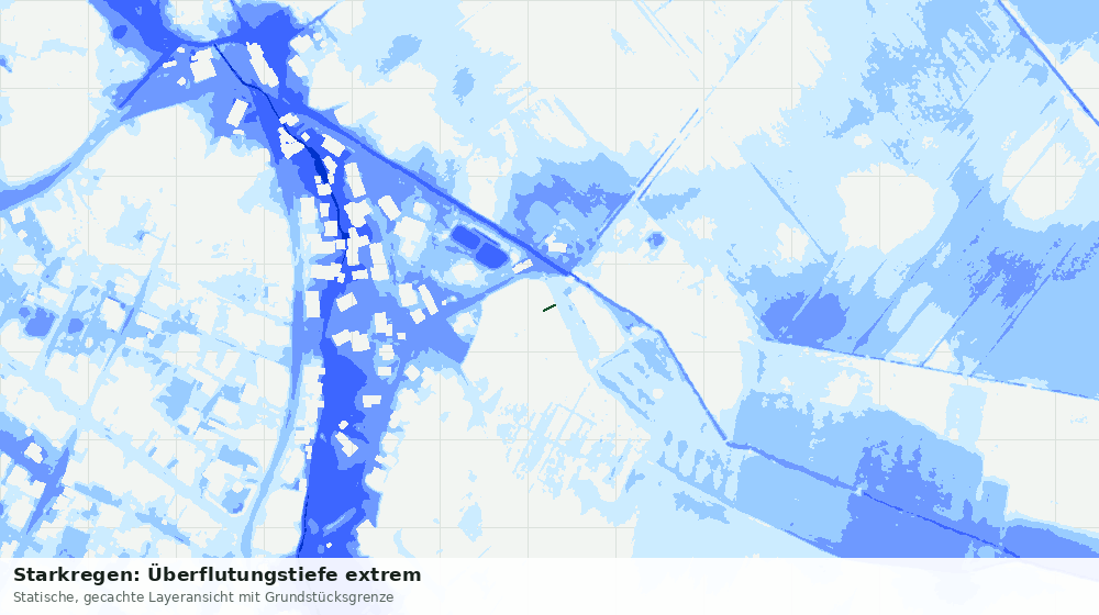 Statische Kartenansicht: Starkregen: Überflutungstiefe extrem