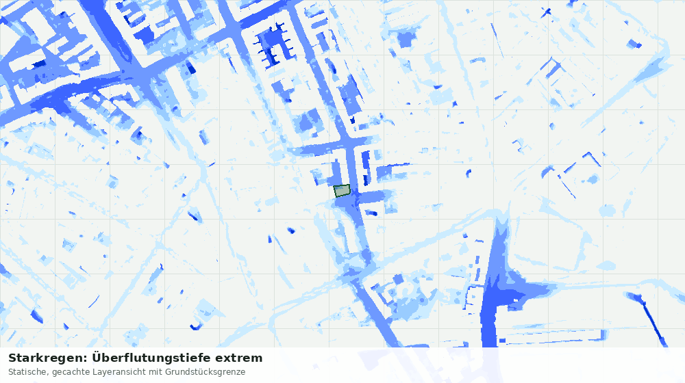 Statische Kartenansicht: Starkregen: Überflutungstiefe extrem