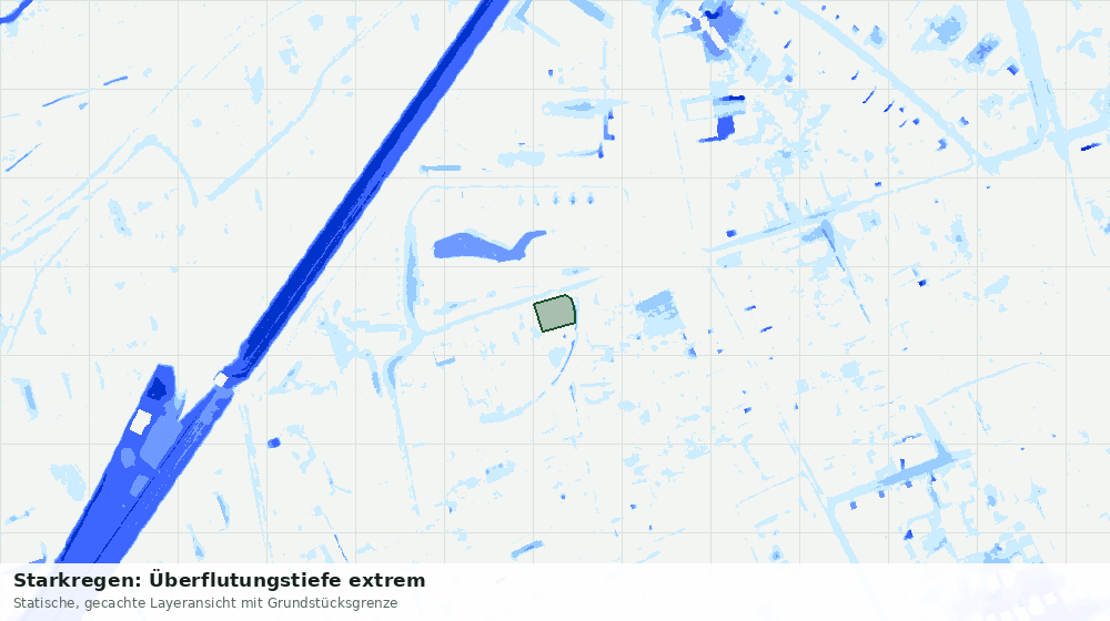 Statische Kartenansicht: Starkregen: Überflutungstiefe extrem