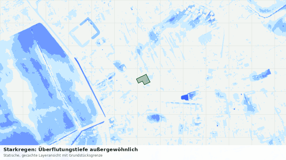 Statische Kartenansicht: Starkregen: Überflutungstiefe außergewöhnlich