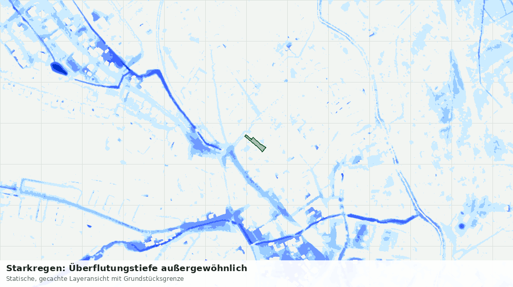 Statische Kartenansicht: Starkregen: Überflutungstiefe außergewöhnlich