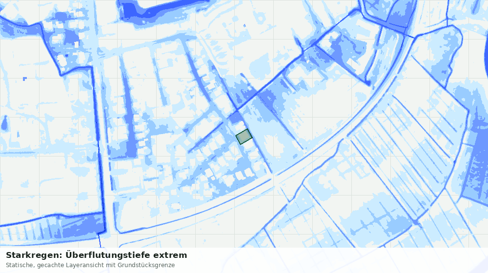Statische Kartenansicht: Starkregen: Überflutungstiefe extrem