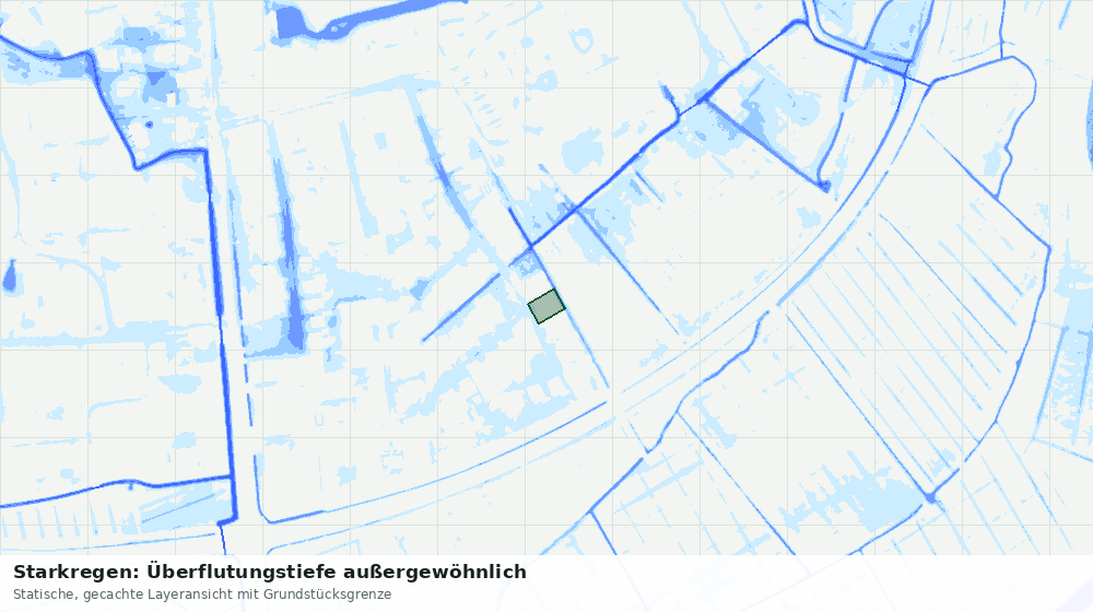 Statische Kartenansicht: Starkregen: Überflutungstiefe außergewöhnlich