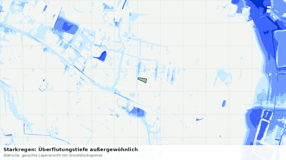 Statische Kartenansicht: Starkregen: Überflutungstiefe außergewöhnlich