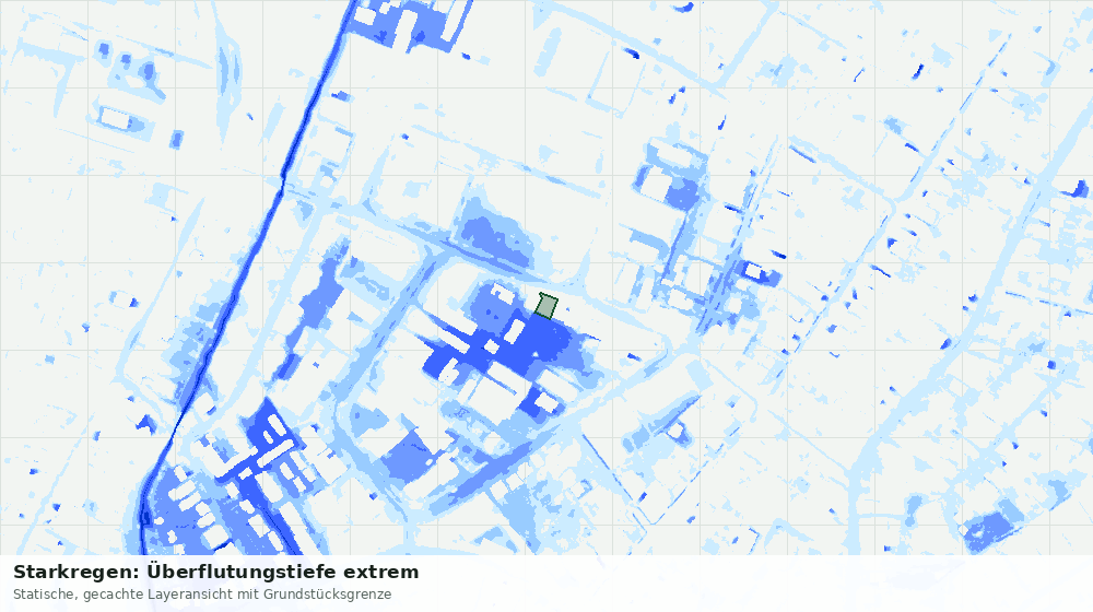 Statische Kartenansicht: Starkregen: Überflutungstiefe extrem