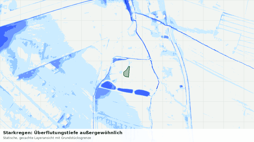 Statische Kartenansicht: Starkregen: Überflutungstiefe außergewöhnlich