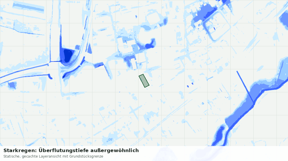 Statische Kartenansicht: Starkregen: Überflutungstiefe außergewöhnlich