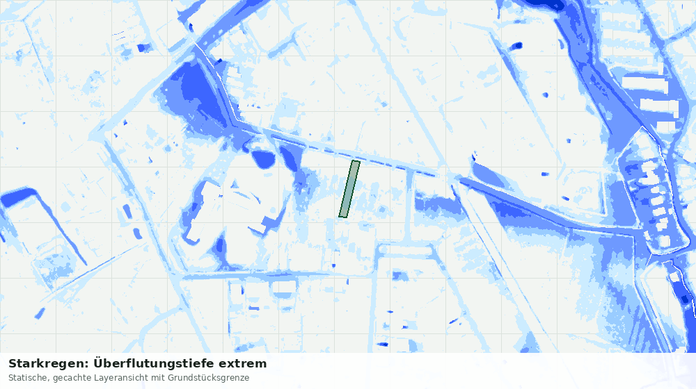 Statische Kartenansicht: Starkregen: Überflutungstiefe extrem