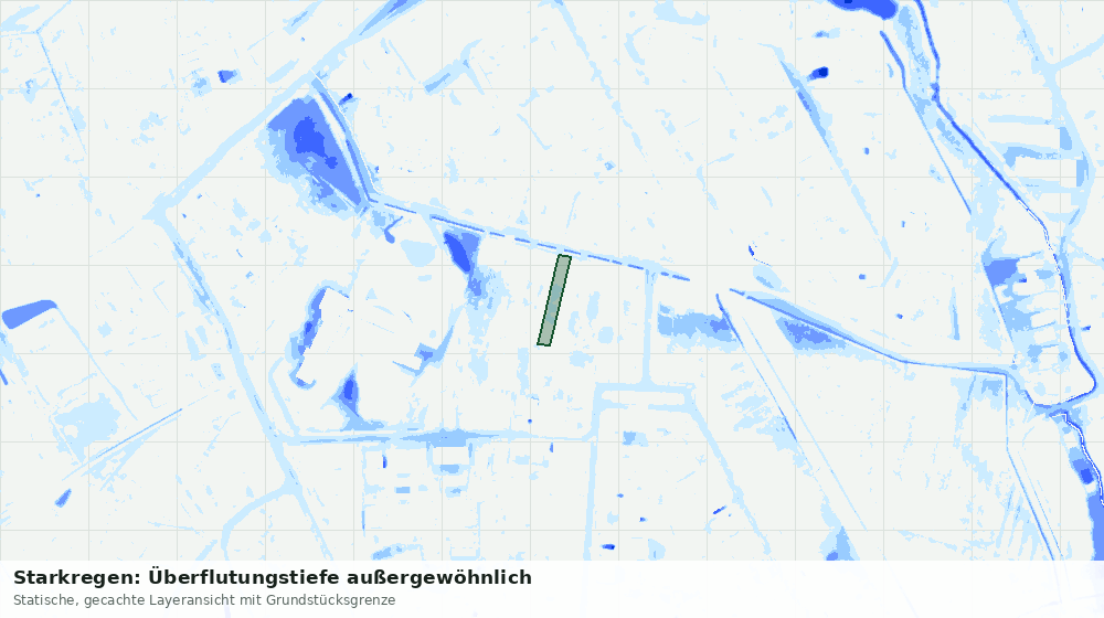 Statische Kartenansicht: Starkregen: Überflutungstiefe außergewöhnlich