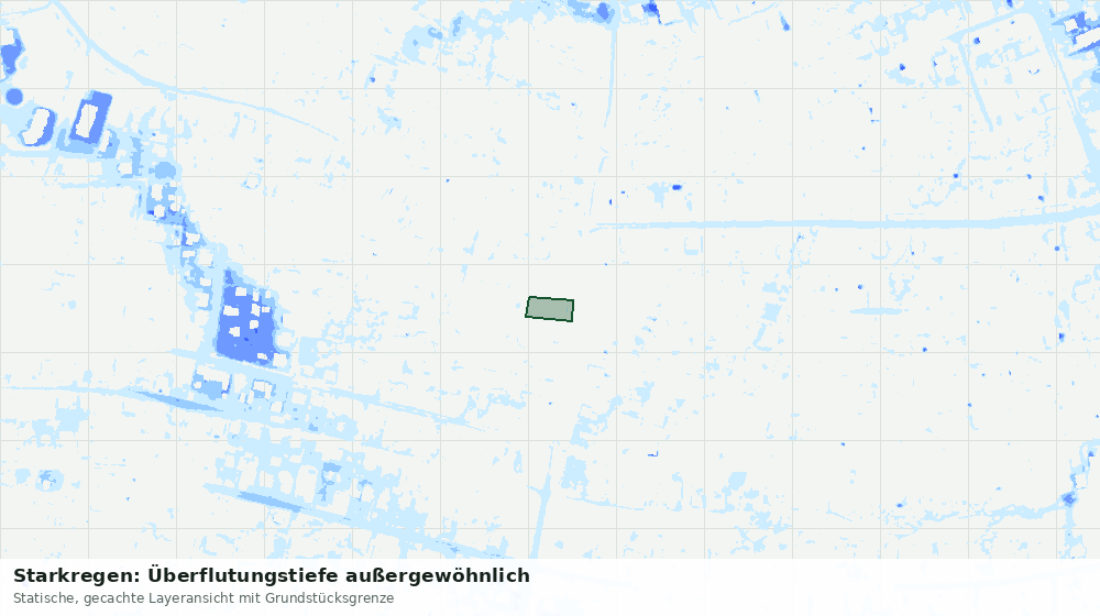 Statische Kartenansicht: Starkregen: Überflutungstiefe außergewöhnlich