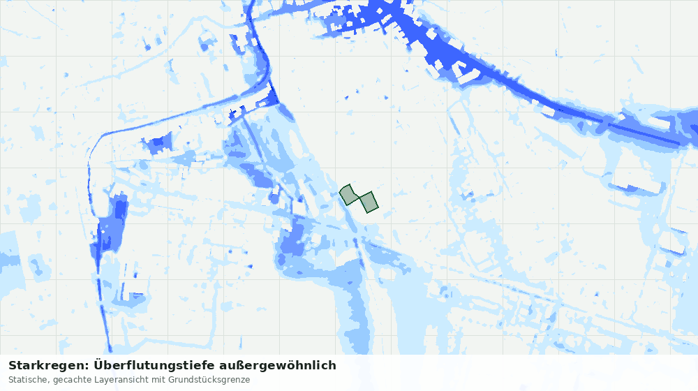 Statische Kartenansicht: Starkregen: Überflutungstiefe außergewöhnlich