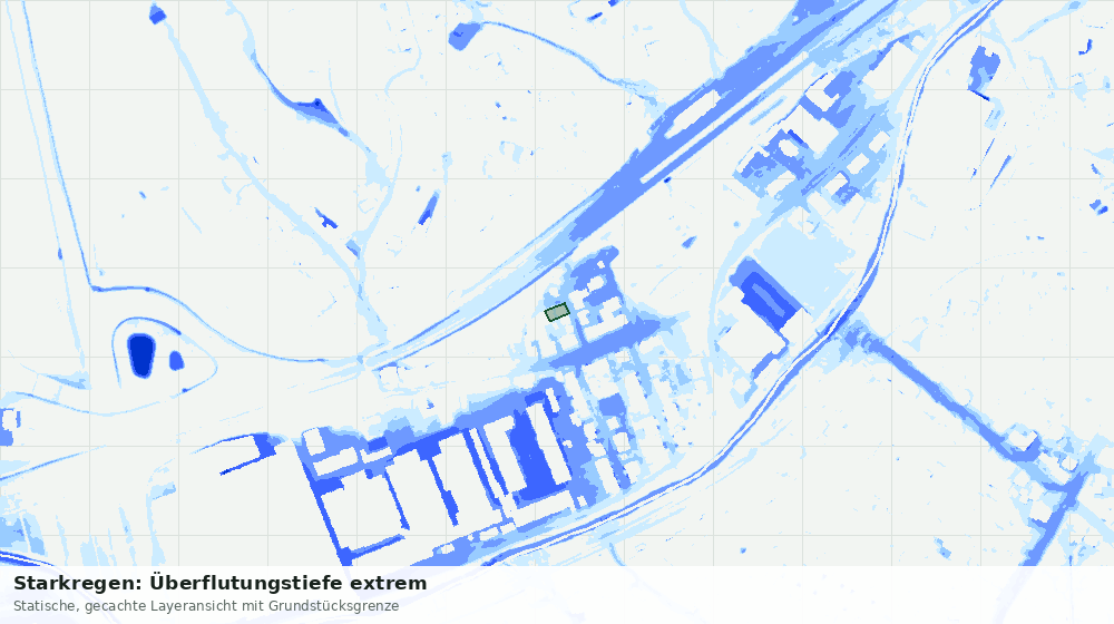 Statische Kartenansicht: Starkregen: Überflutungstiefe extrem