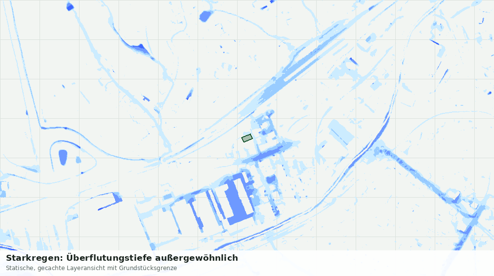 Statische Kartenansicht: Starkregen: Überflutungstiefe außergewöhnlich