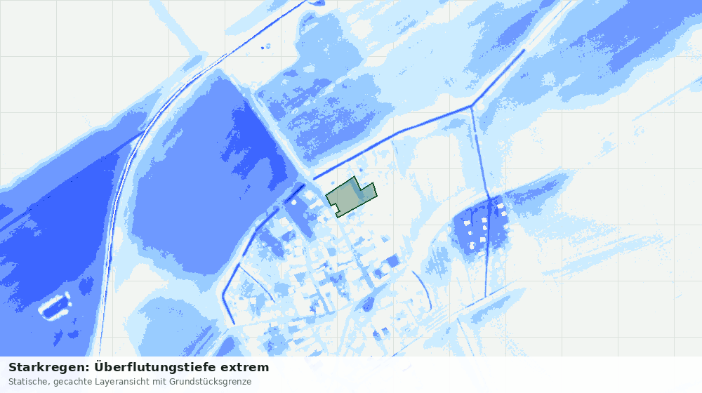 Statische Kartenansicht: Starkregen: Überflutungstiefe extrem