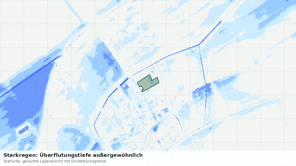 Statische Kartenansicht: Starkregen: Überflutungstiefe außergewöhnlich