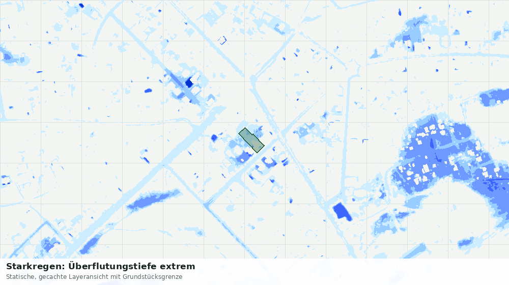 Statische Kartenansicht: Starkregen: Überflutungstiefe extrem