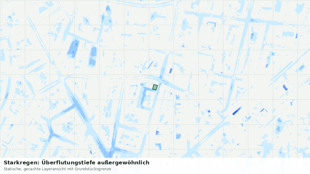 Statische Kartenansicht: Starkregen: Überflutungstiefe außergewöhnlich