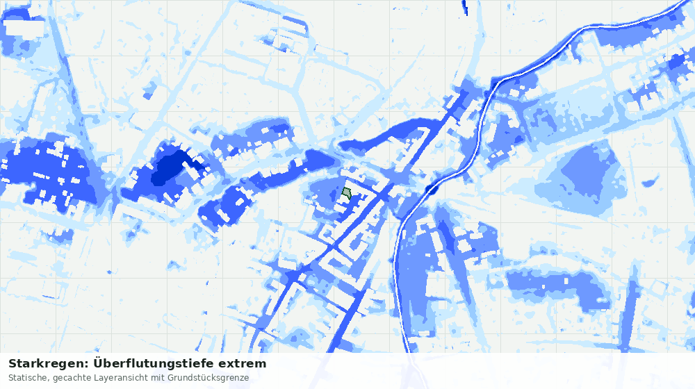 Statische Kartenansicht: Starkregen: Überflutungstiefe extrem