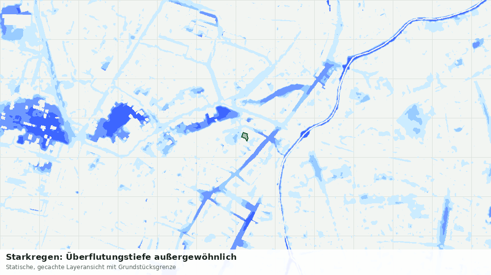 Statische Kartenansicht: Starkregen: Überflutungstiefe außergewöhnlich