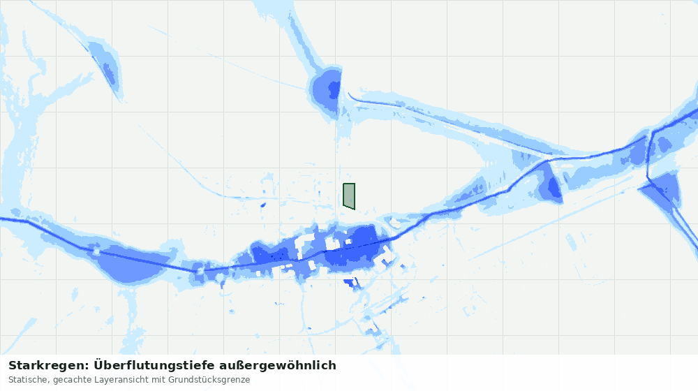 Statische Kartenansicht: Starkregen: Überflutungstiefe außergewöhnlich