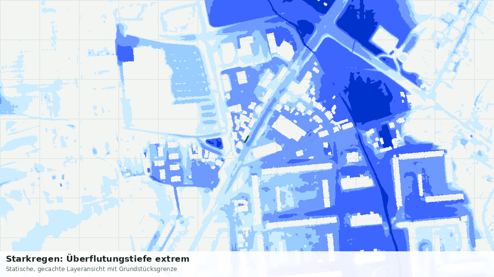 Statische Kartenansicht: Starkregen: Überflutungstiefe extrem