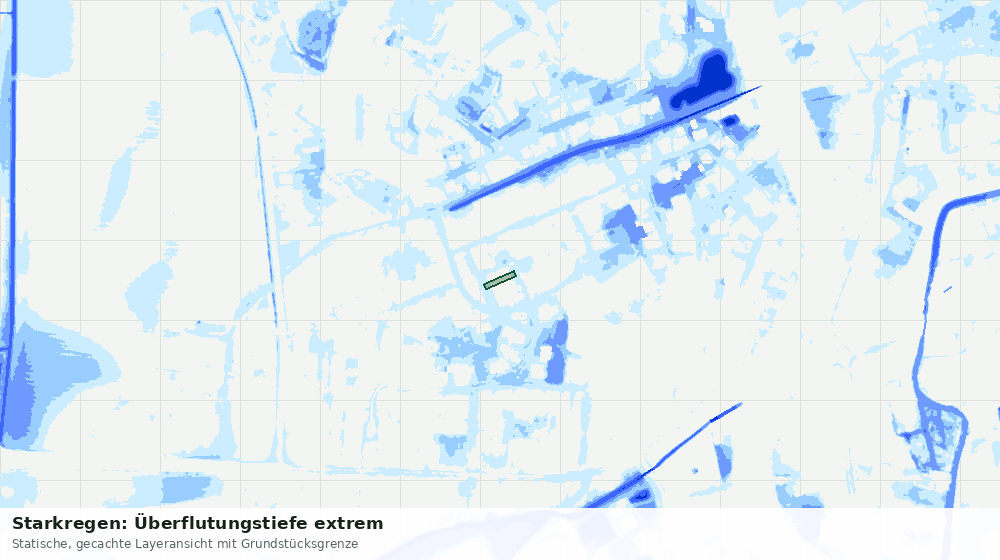 Statische Kartenansicht: Starkregen: Überflutungstiefe extrem