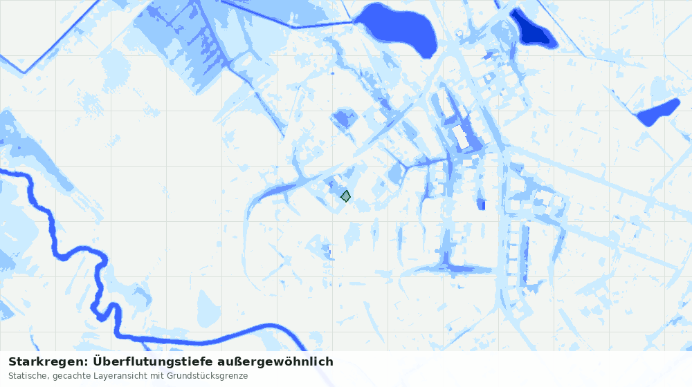 Statische Kartenansicht: Starkregen: Überflutungstiefe außergewöhnlich