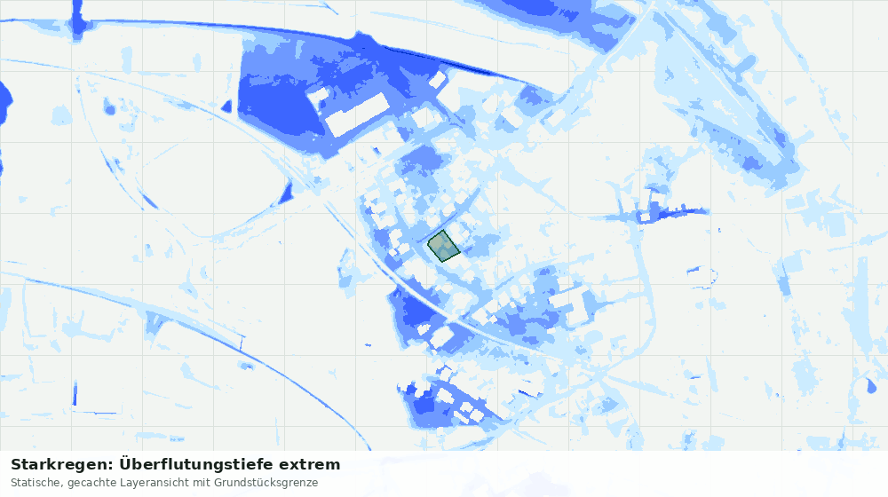 Statische Kartenansicht: Starkregen: Überflutungstiefe extrem
