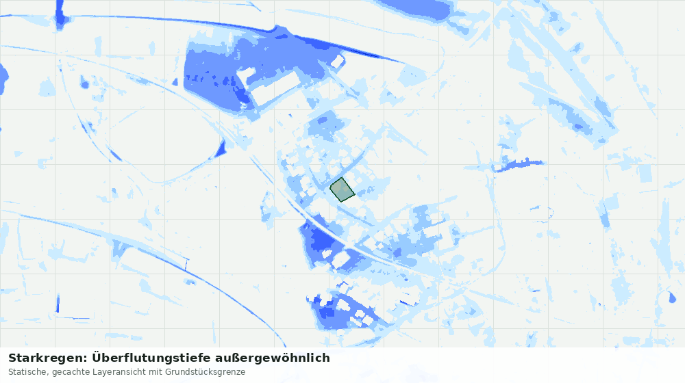 Statische Kartenansicht: Starkregen: Überflutungstiefe außergewöhnlich