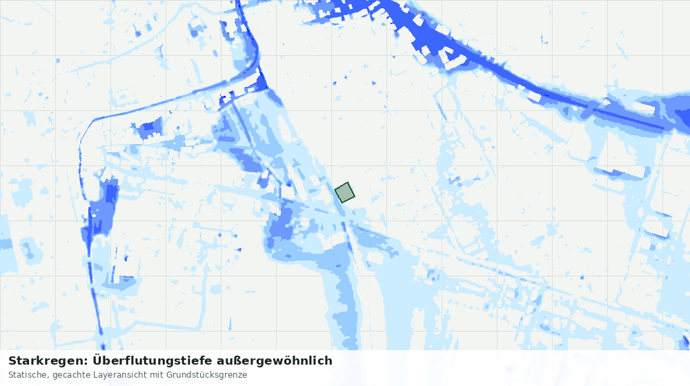 Statische Kartenansicht: Starkregen: Überflutungstiefe außergewöhnlich