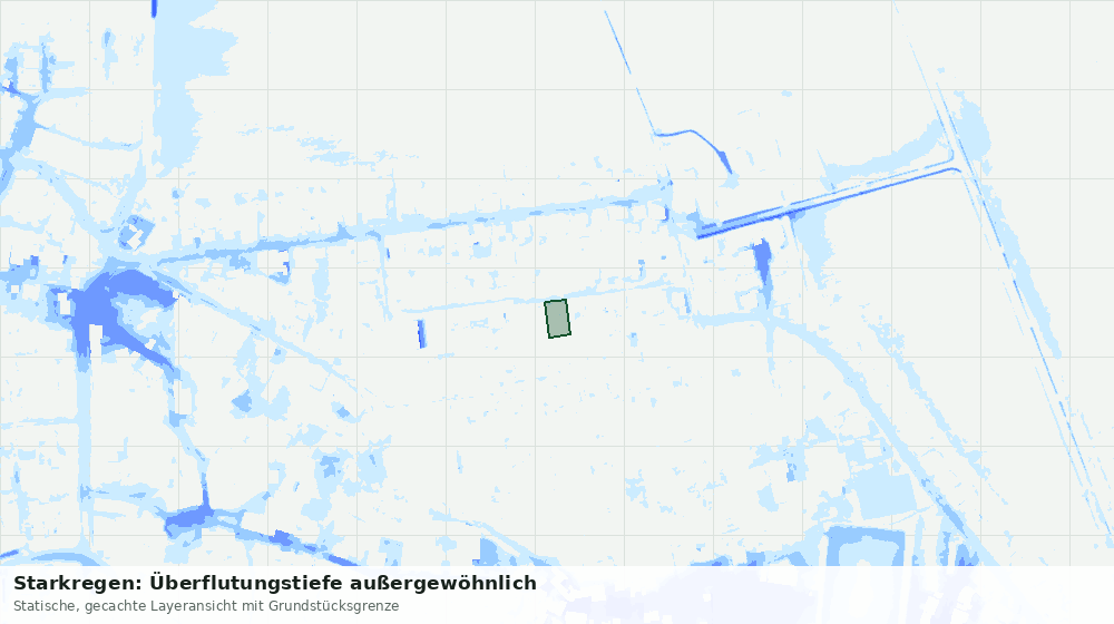 Statische Kartenansicht: Starkregen: Überflutungstiefe außergewöhnlich