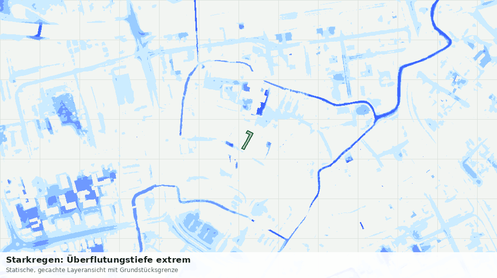 Statische Kartenansicht: Starkregen: Überflutungstiefe extrem